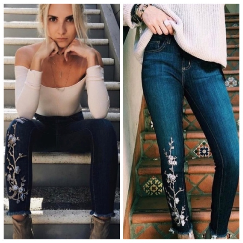 LF Carmar Skinny Jeans Fluer Embroidered Floral